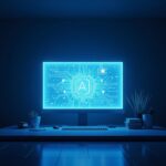 Laptop screen showing various free AI tools icons for beginners, 2025 blog header