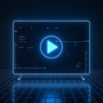 Futuristic AI video generator interface with no watermark, 2025 design