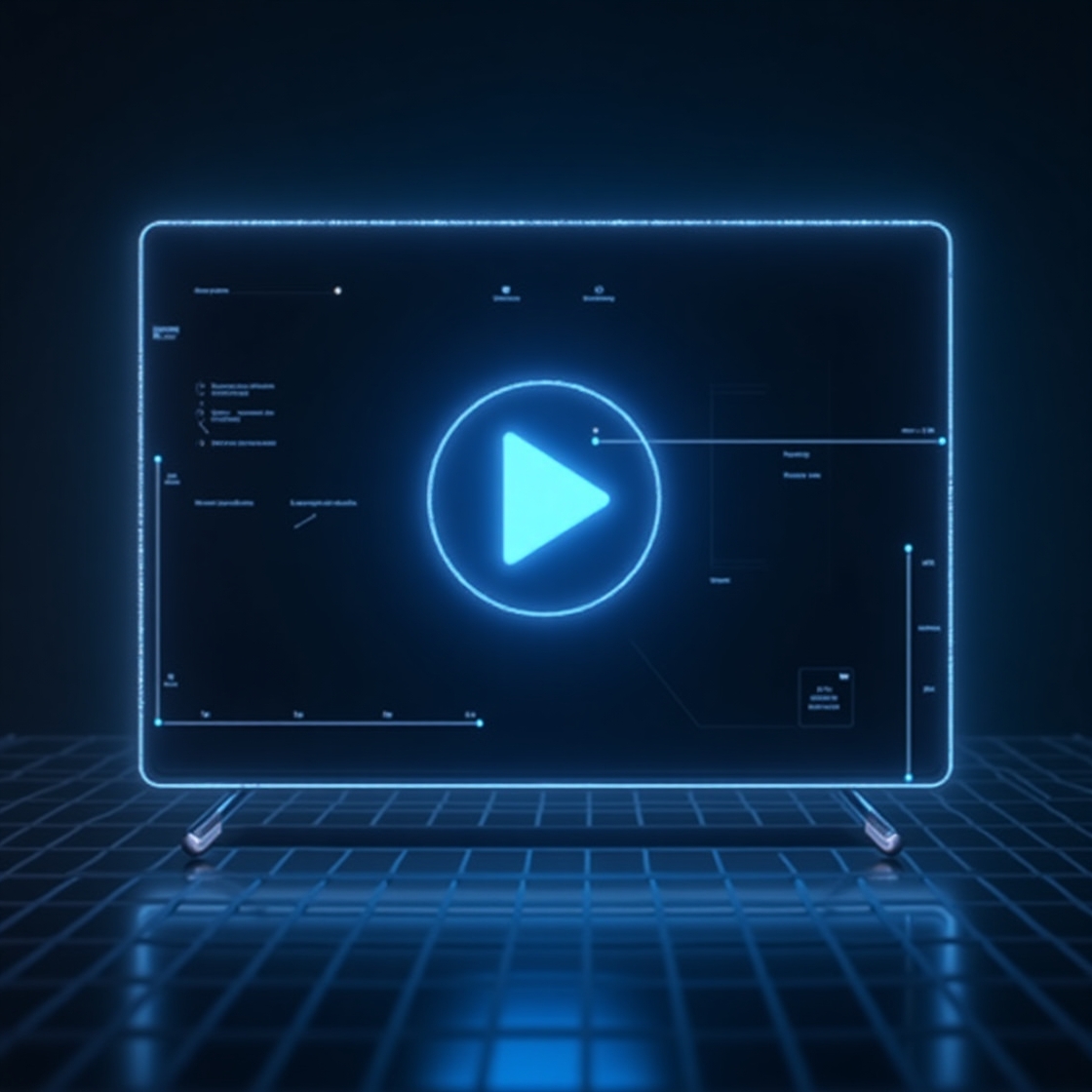 Futuristic AI video generator interface with no watermark, 2025 design