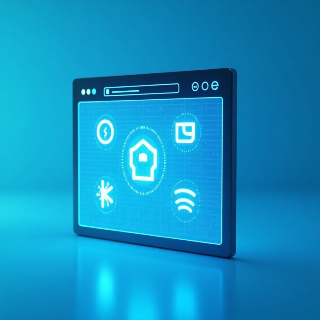 “Futuristic browser interface showing glowing AI Chrome extensions icons on a clean, minimal workspace with light blue and white color theme, representing productivity and modern digital tools in 2025.”